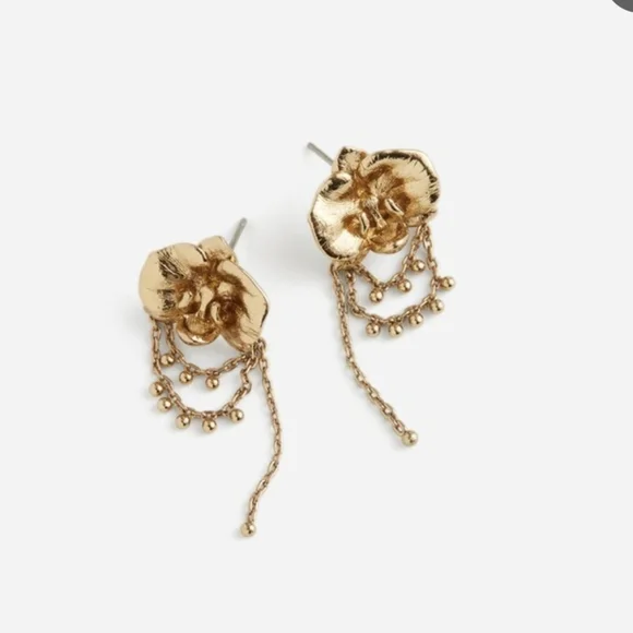 Madewell Orchid Dangle Chain Stud Earrings$42 polished bronze - Picture 1 of 5